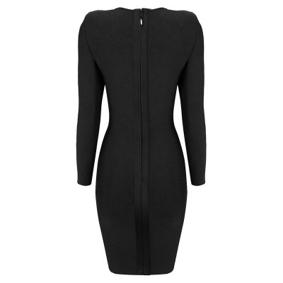 'Vanessa' black sweetheart bandage dress with long sleeves